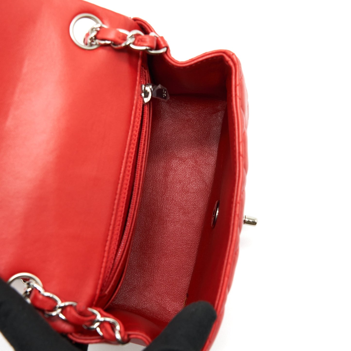 Chanel Mini Square Flap Bag Lambskin Red