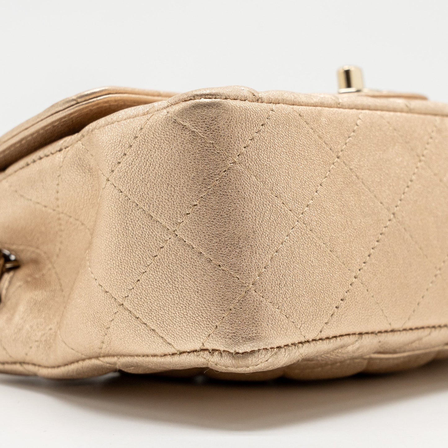 Chanel Mini Rectangular flap bag lambskin metallic gold L