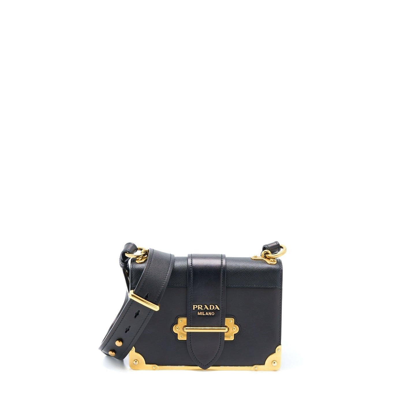 Prada Cahier Crossbody Purse Leather Black