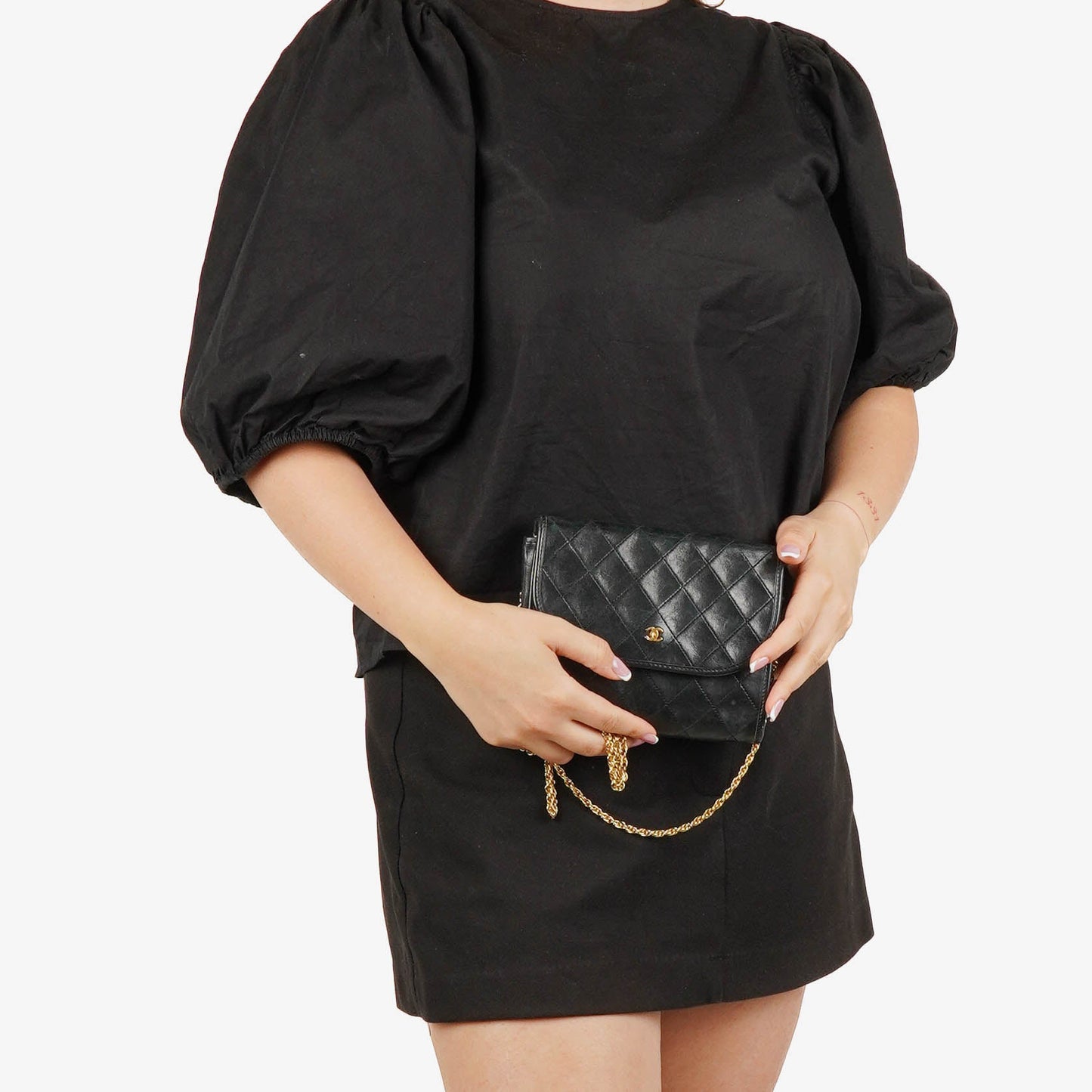 Chanel Black Mini Flap Bag Quilted Lambskin With 24K Gold-Plated Hardware
