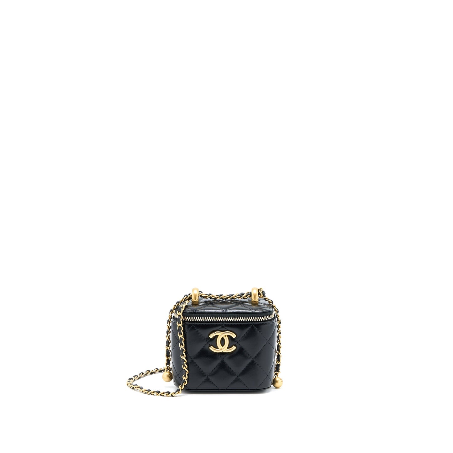 Chanel 21A Gold Crush Mini Vanity Case Calfskin Black Brushed