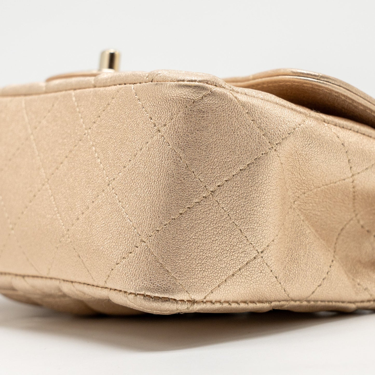Chanel Mini Rectangular flap bag lambskin metallic gold L
