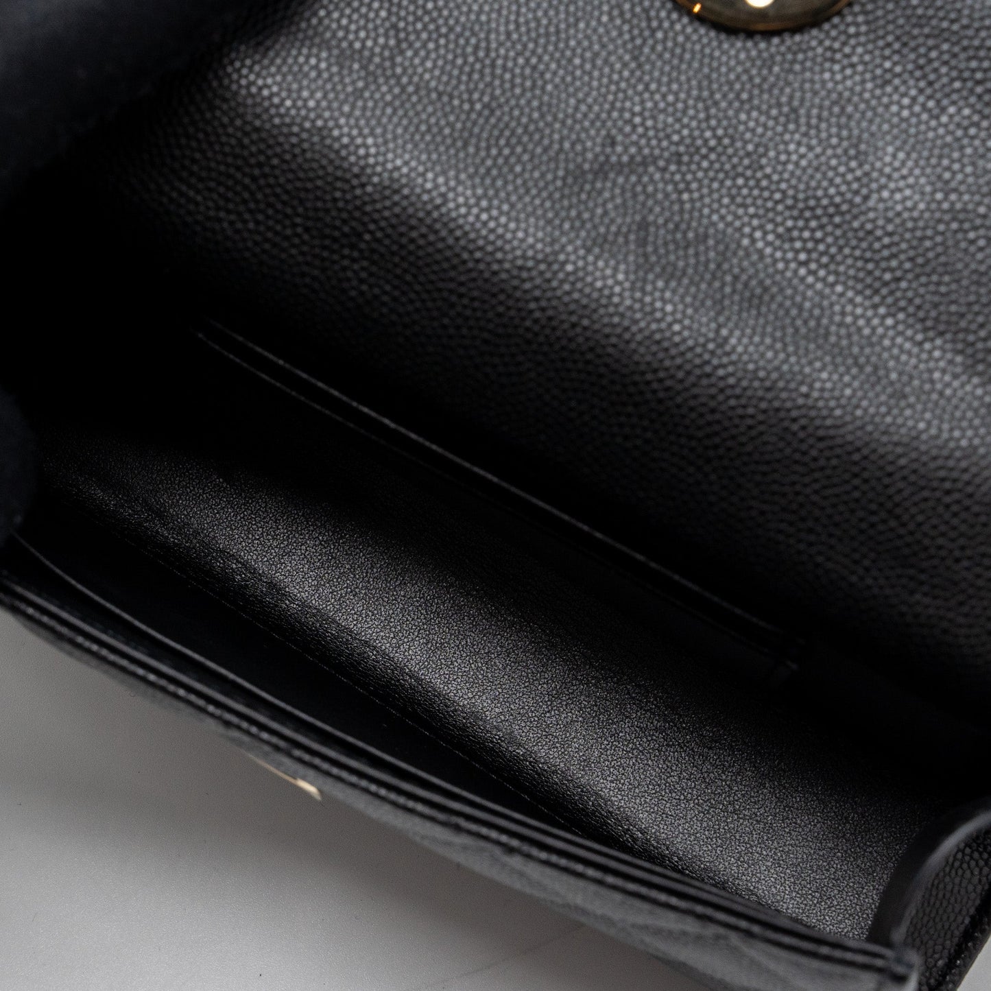 Chanel top handle mini flap bag with chain caviar black L (microchip)
