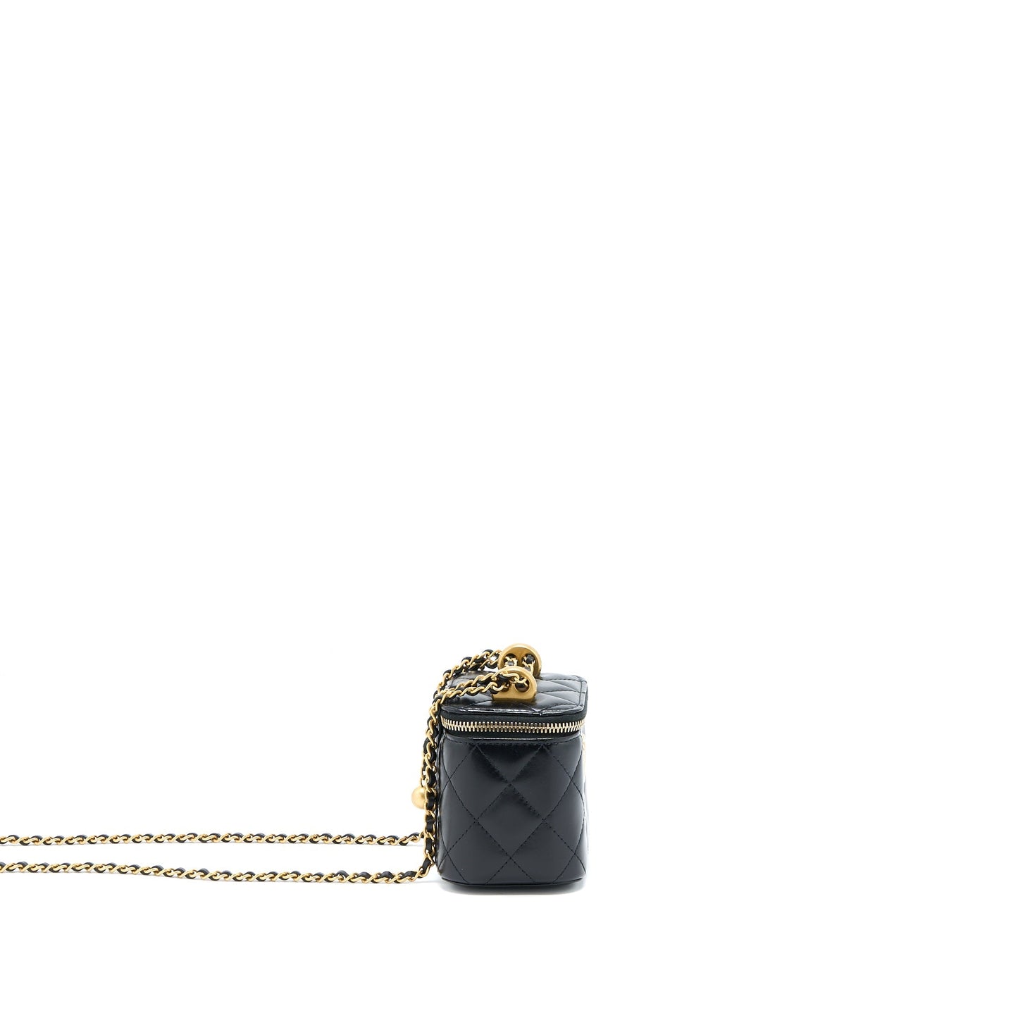 Chanel 21A Gold Crush Mini Vanity Case Calfskin Black Brushed