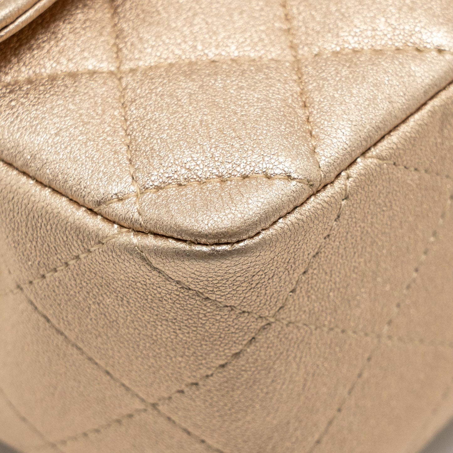 Chanel Mini Rectangular flap bag lambskin metallic gold L