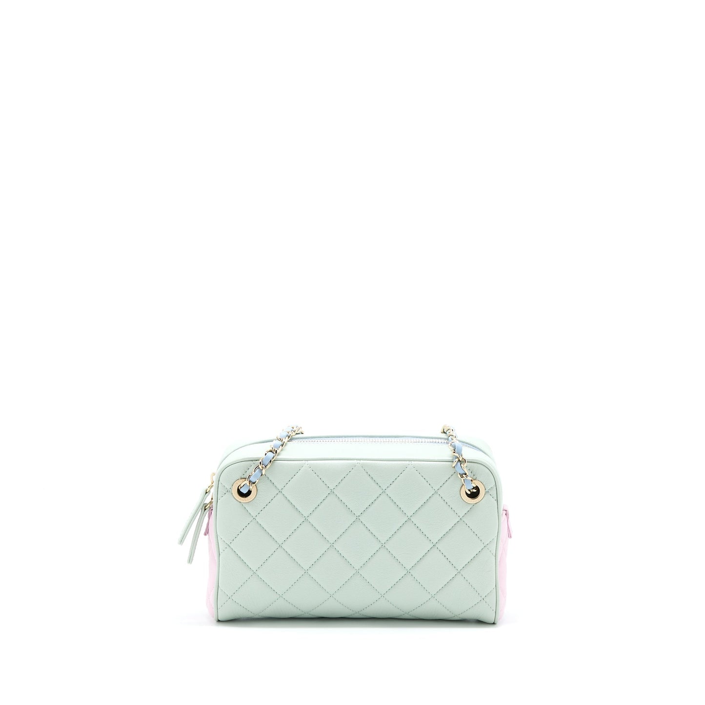 Chanel Small Camera Case Tricolour Goatskin Green Blue Pink L