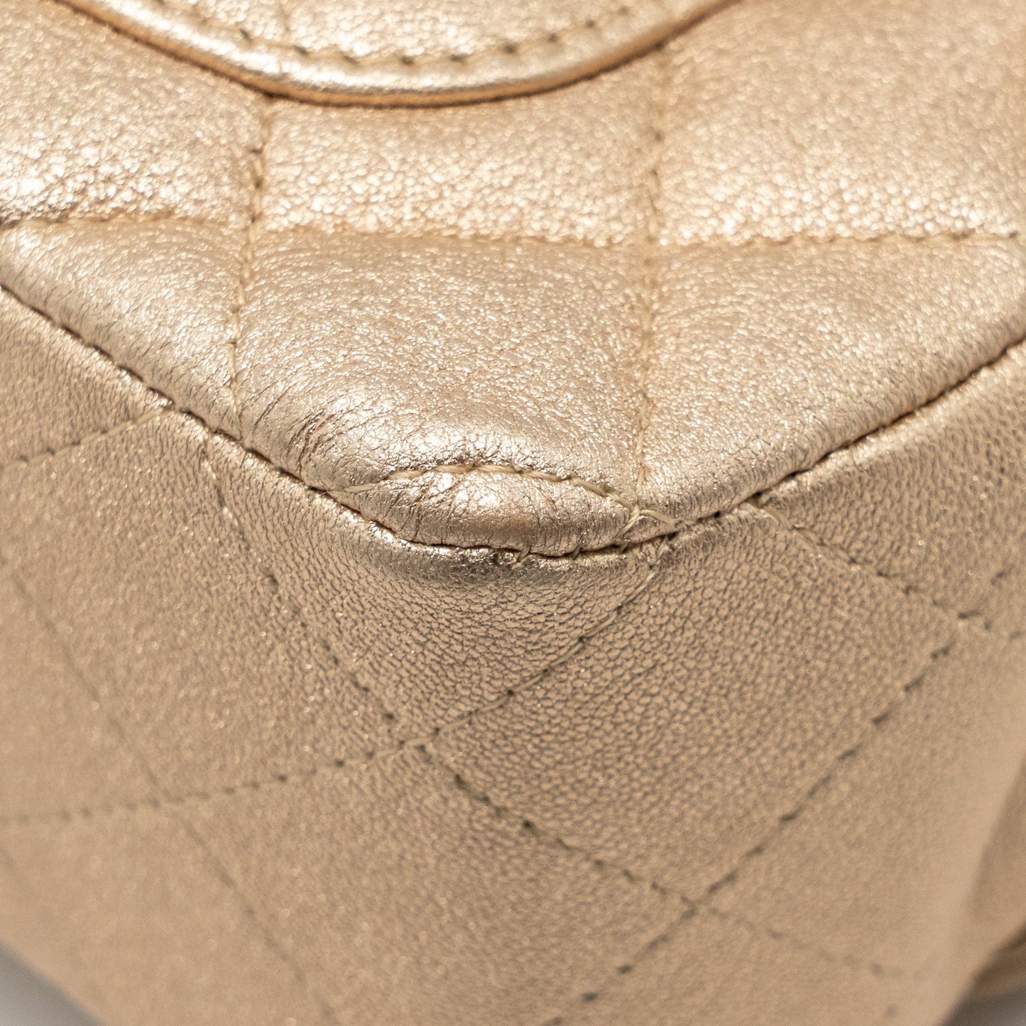 Chanel Mini Rectangular flap bag lambskin metallic gold L