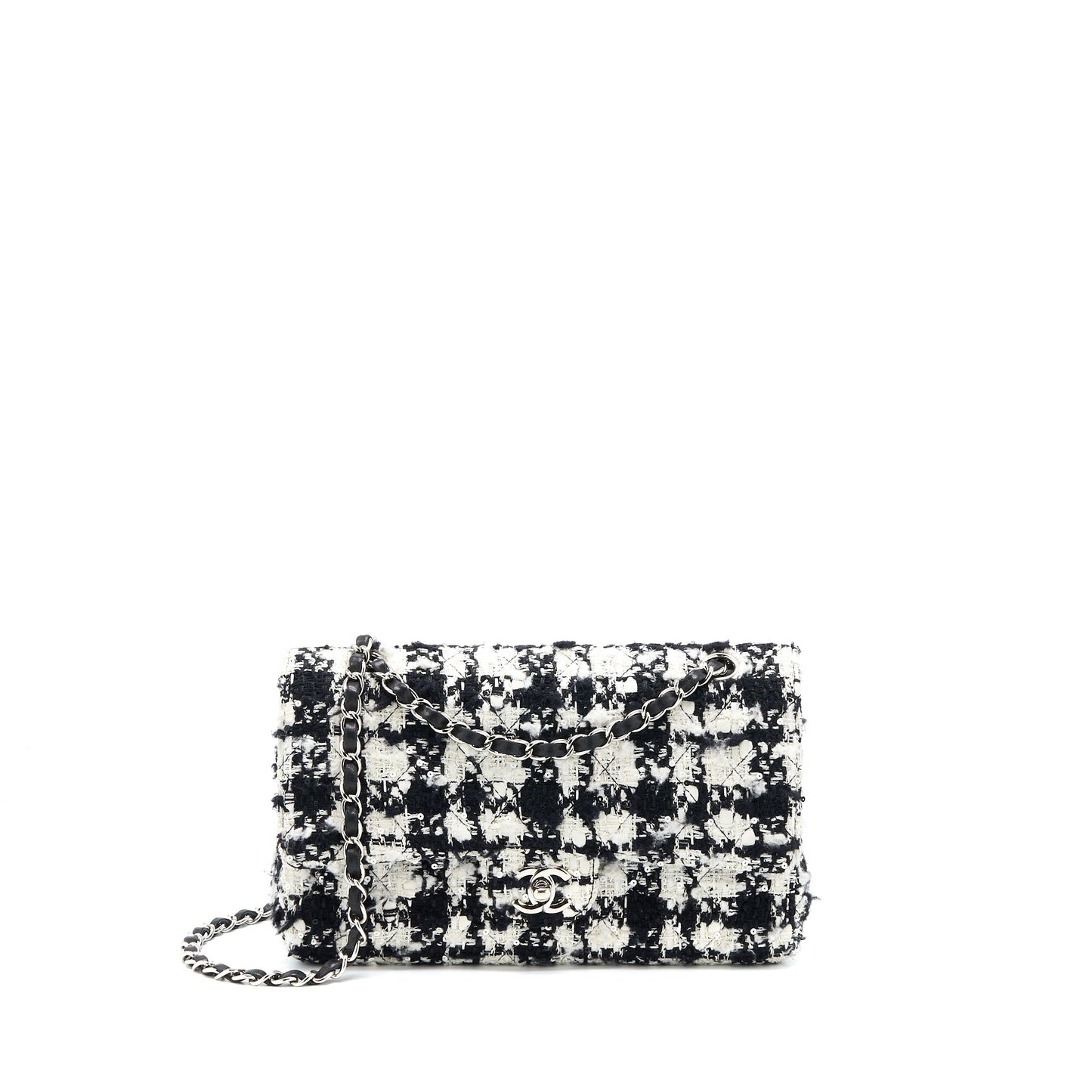 Chanel  Medium Classic Flap Bag Tweed Black And White