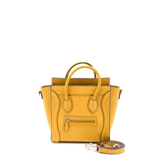 Celine Nano Luggage Purse Calfskin Yellow