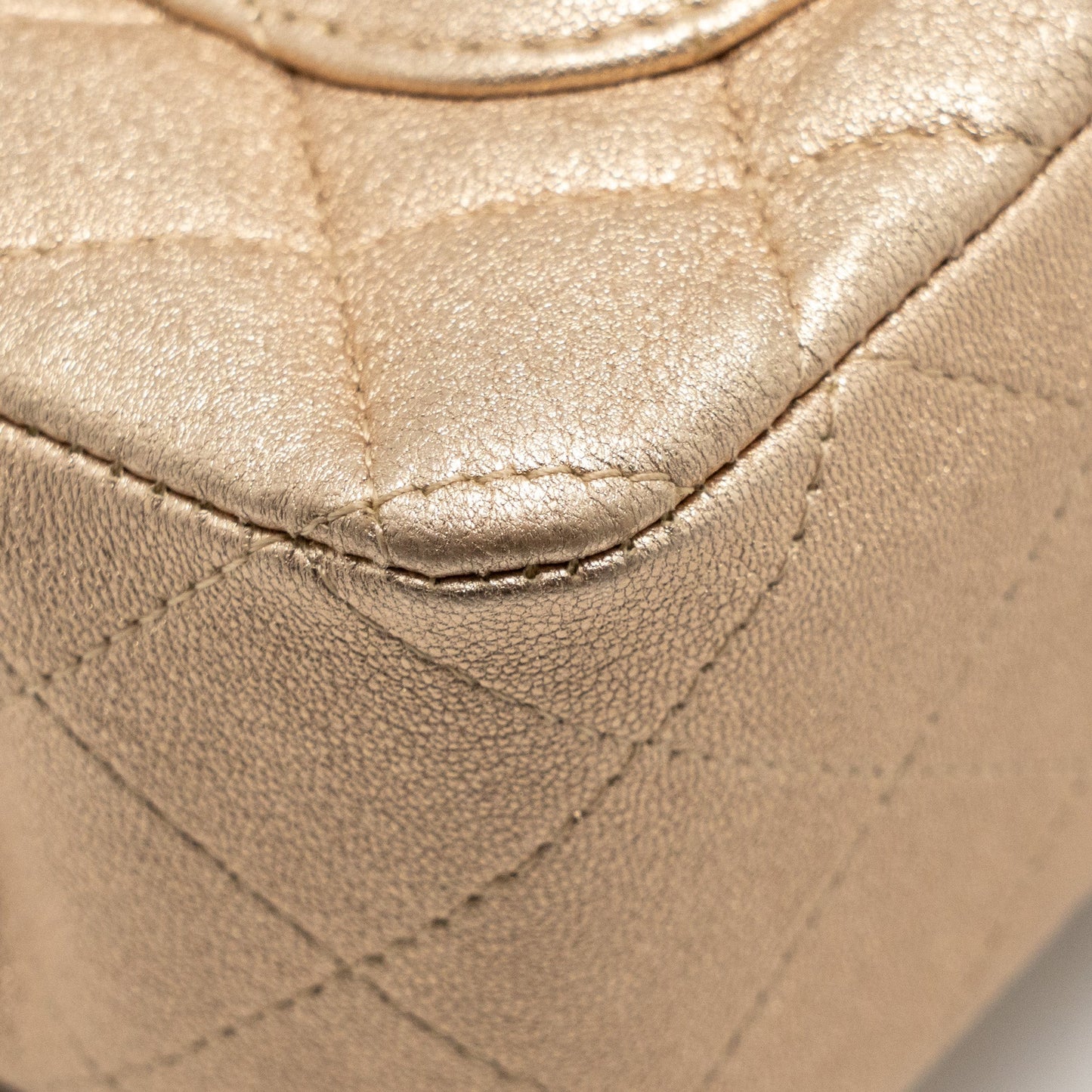 Chanel Mini Rectangular flap bag lambskin metallic gold L
