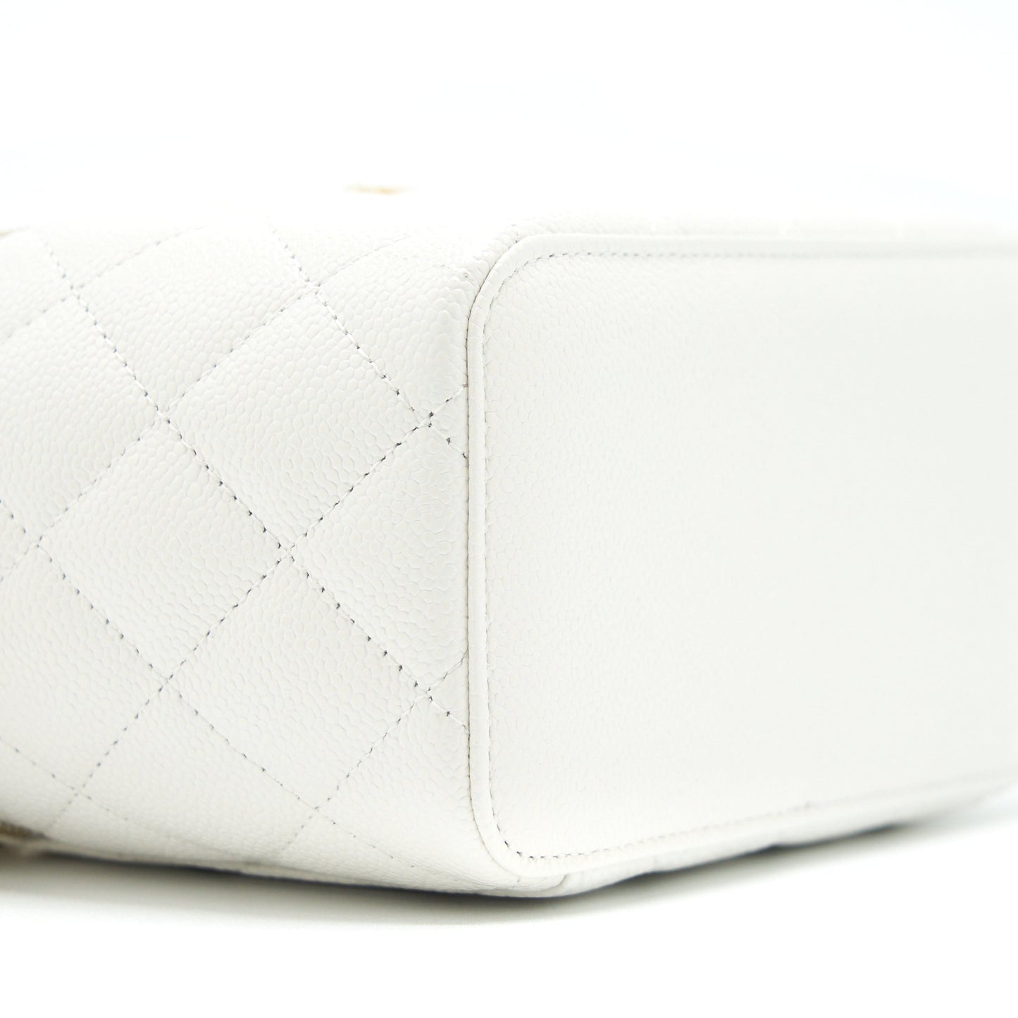 Chanel 22S Logo Top Handle Long Vanity Caviar White