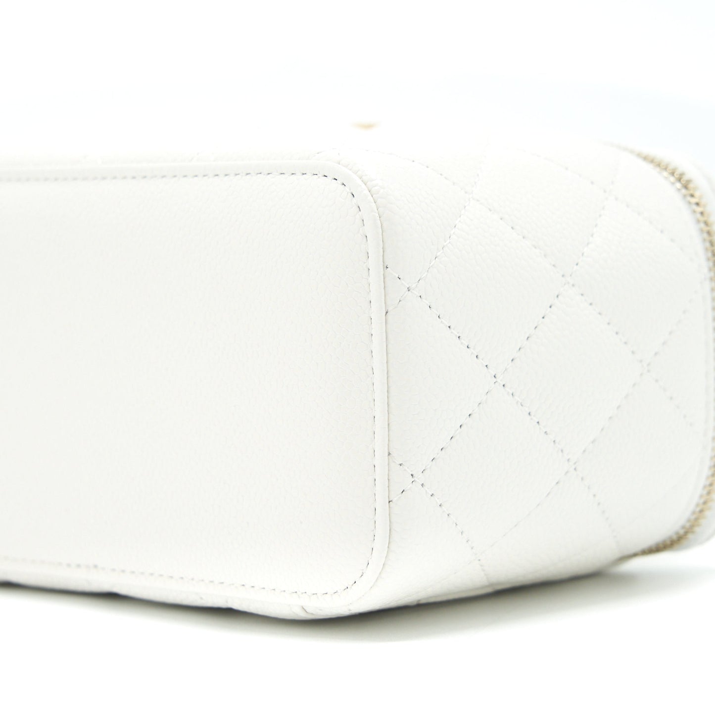 Chanel 22S Logo Top Handle Long Vanity Caviar White