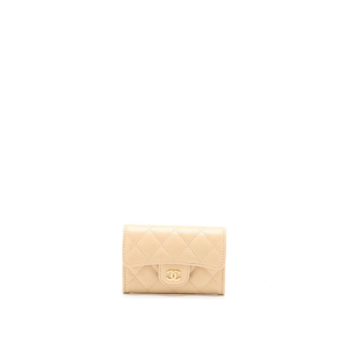 Chanel Classic Flap Card Holder Caviar Beige  (Microchip)