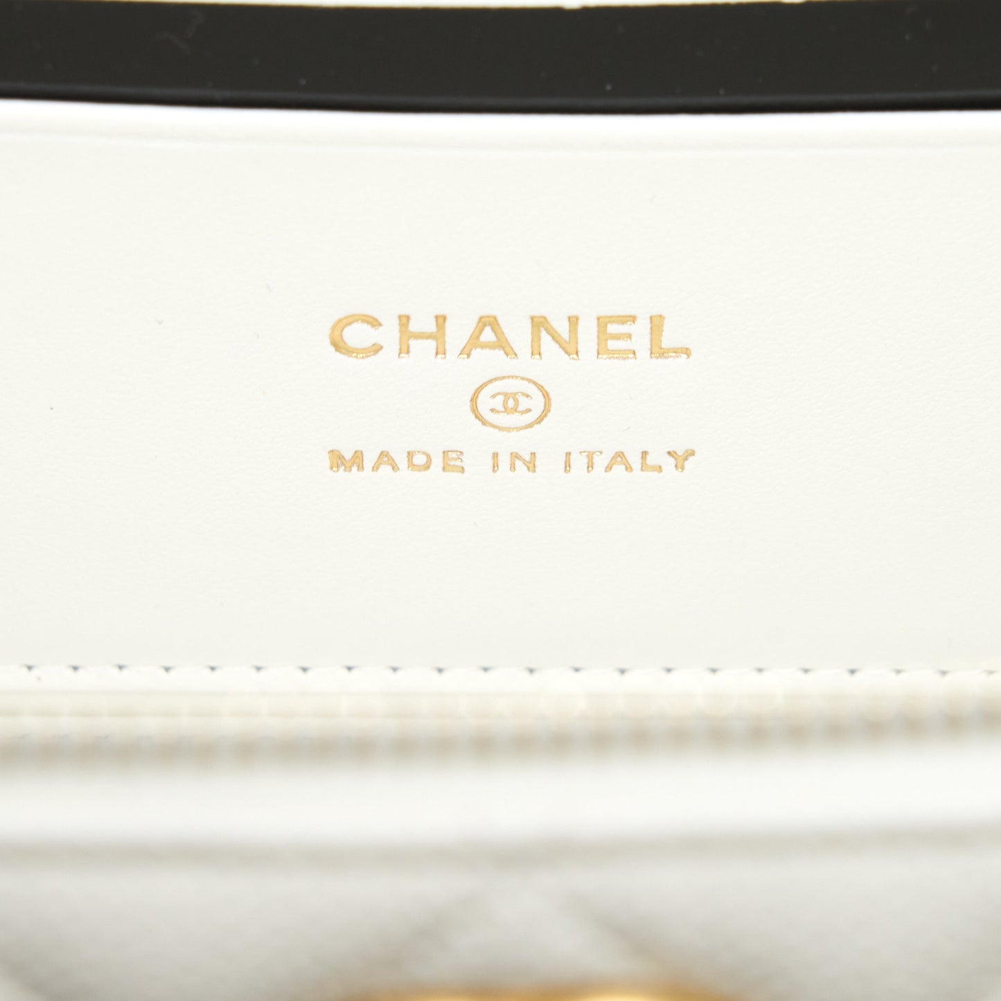 Chanel 22S Logo Top Handle Long Vanity Caviar White
