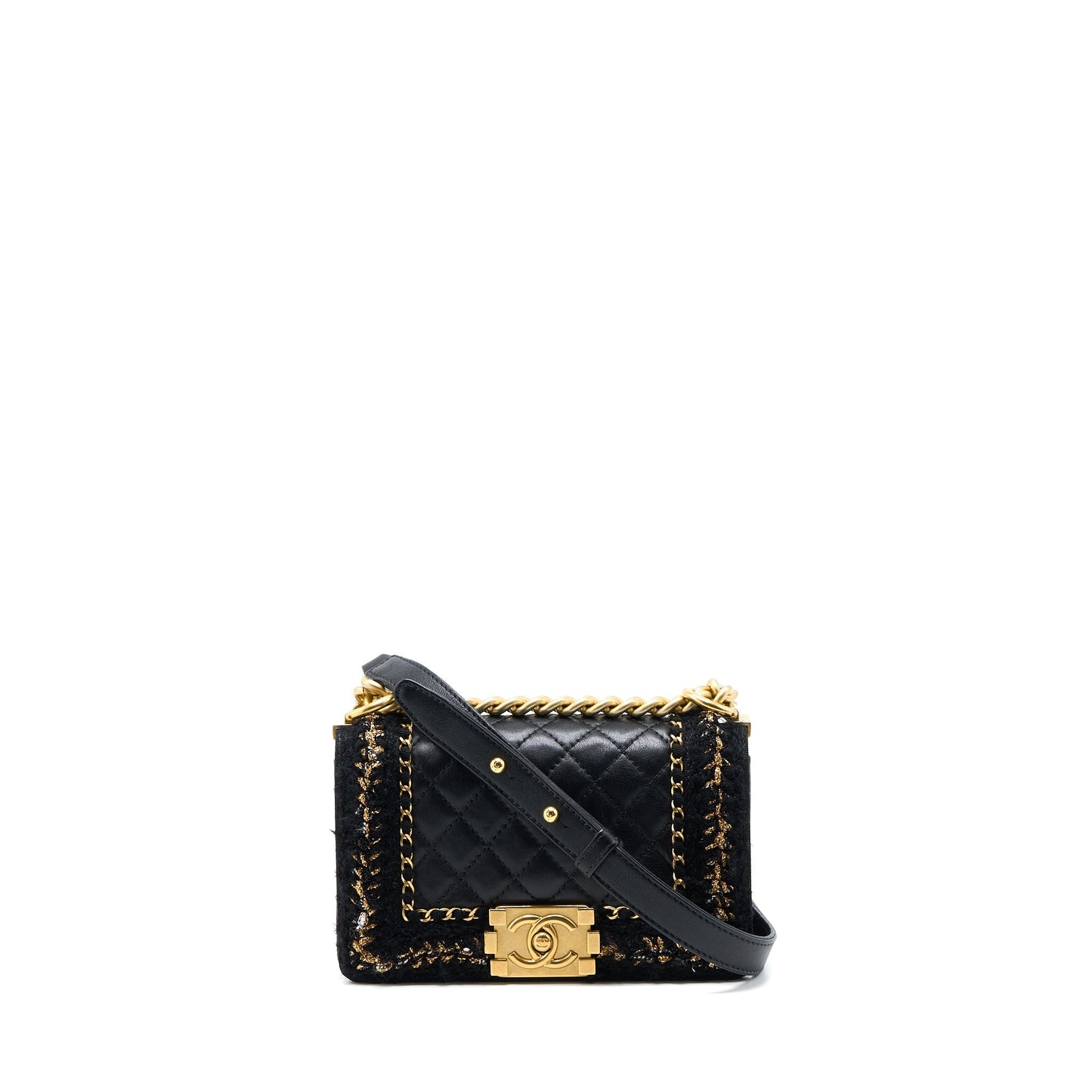 Chanel Small Jacket Boy Bag Lambskin/Tweed Black