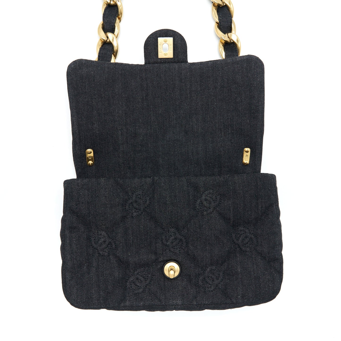 Chanel 22s Small Denim CC Logo Shoulder Bag