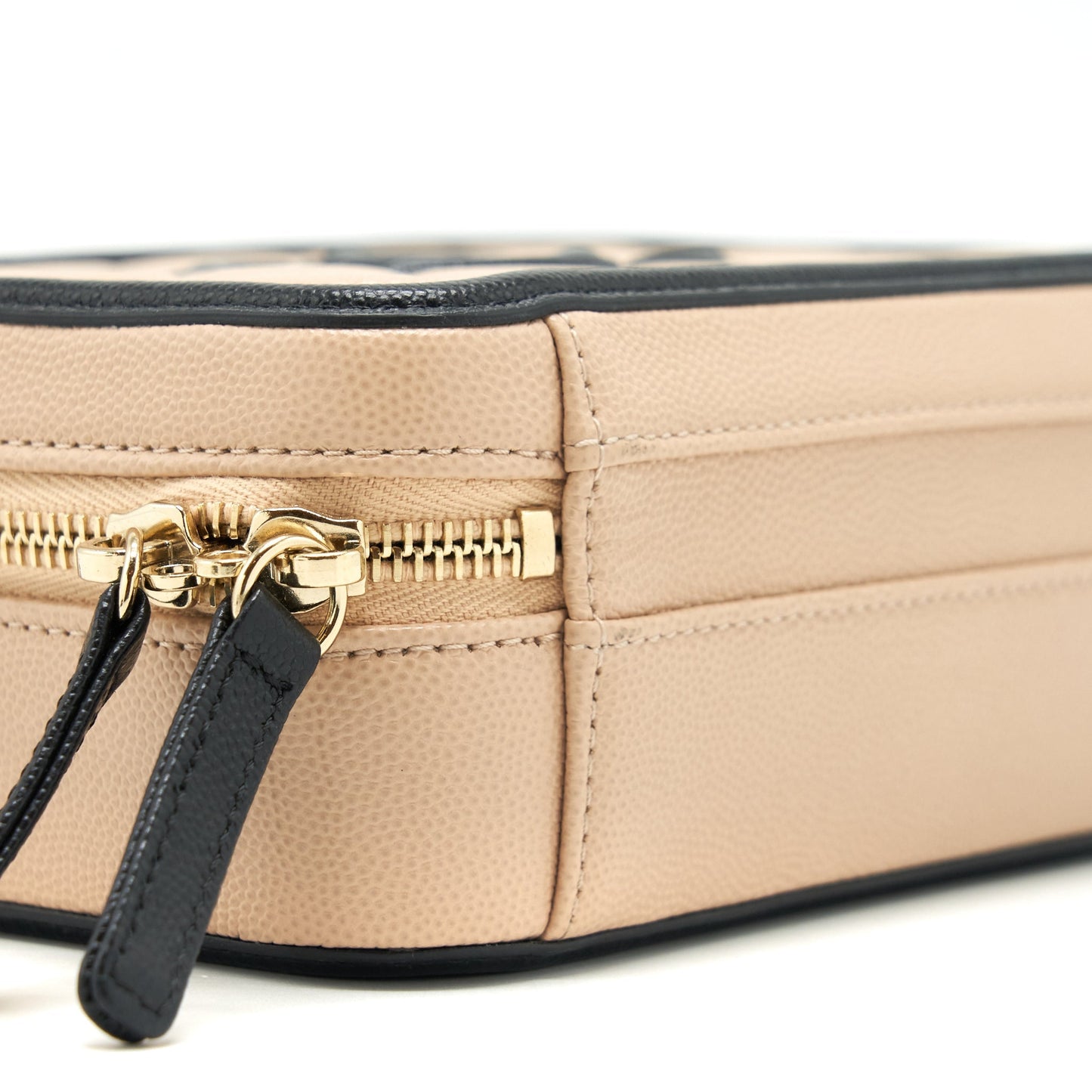 Chanel Vanity Filigree Caviar Beige&Black L