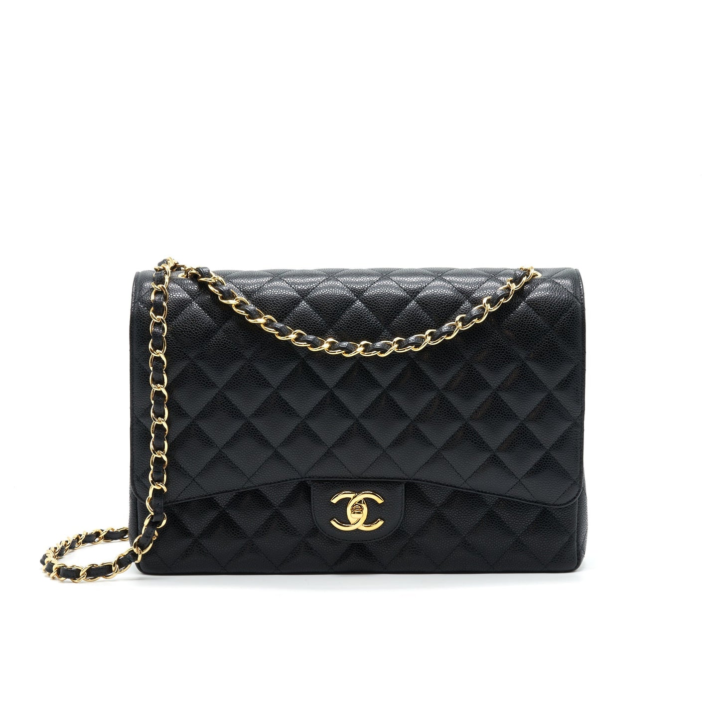 Chanel Maxi Classic double Flap Black Caviar GHW Shoulder Bag