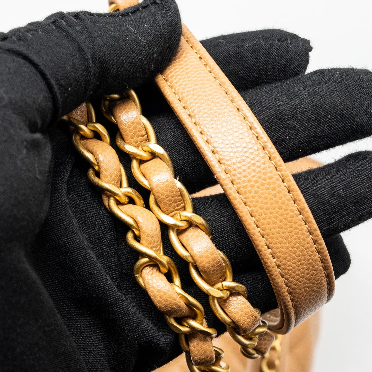 Chanel Medium Coco Handle Caviar Dark Beige  (microchip)