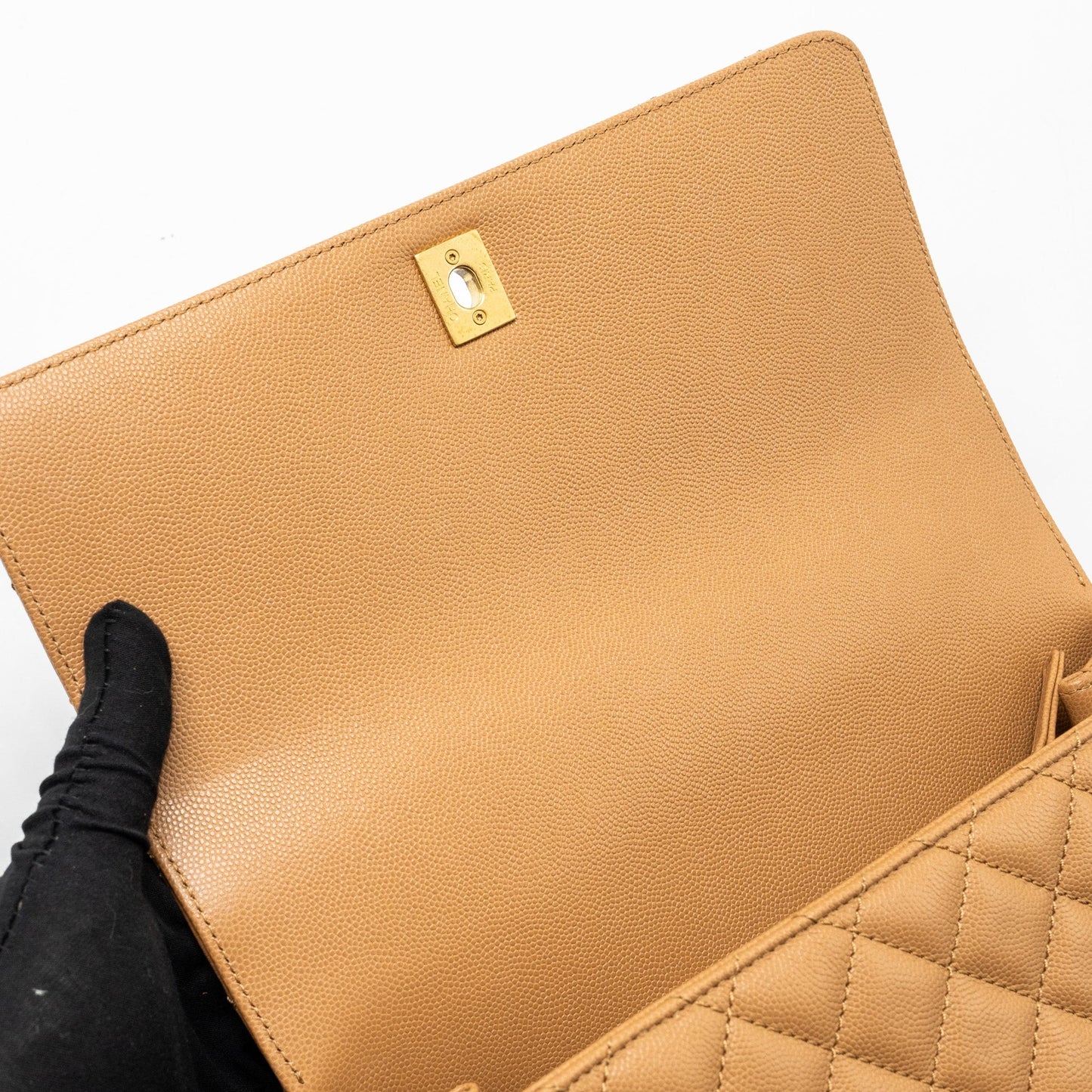 Chanel Medium Coco Handle Caviar Dark Beige  (microchip)