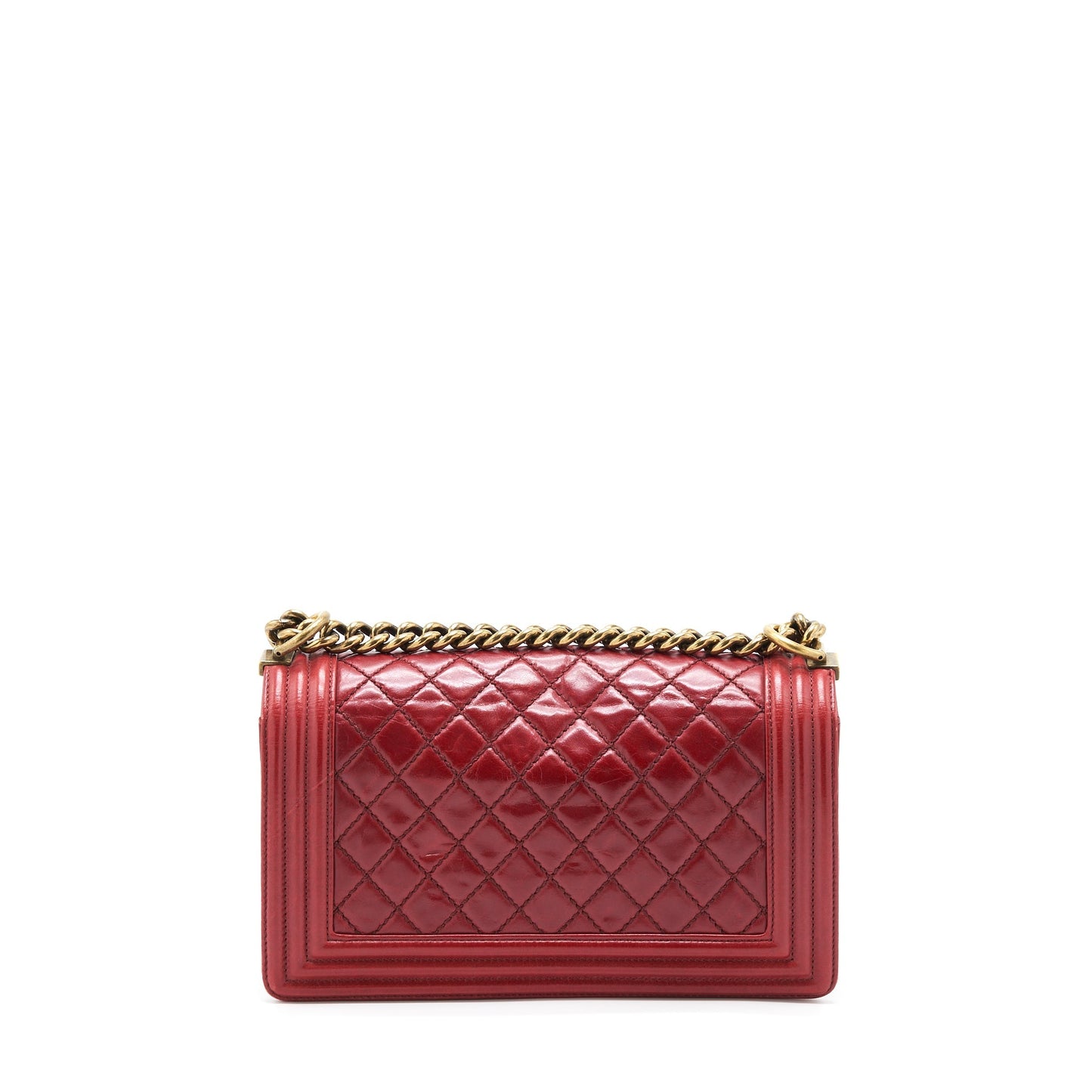 Chanel Medium Boy Bag Aged Calfskin Red With Ruthenium