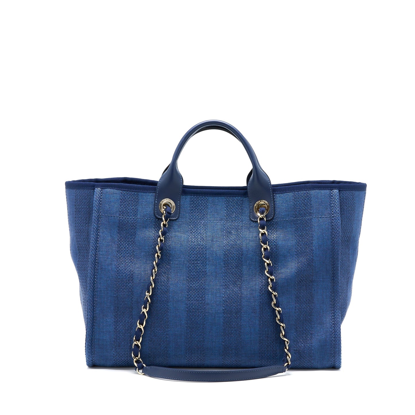 Chanel Deauville Tote Bag Canvas Dark Blue L