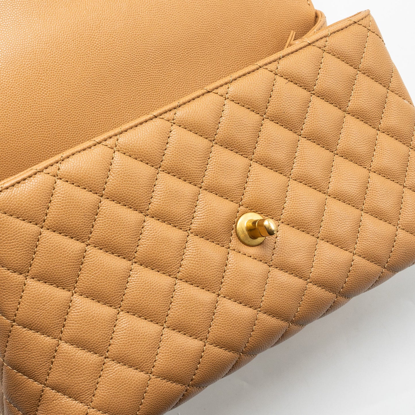 Chanel Medium Coco Handle Caviar Dark Beige  (microchip)