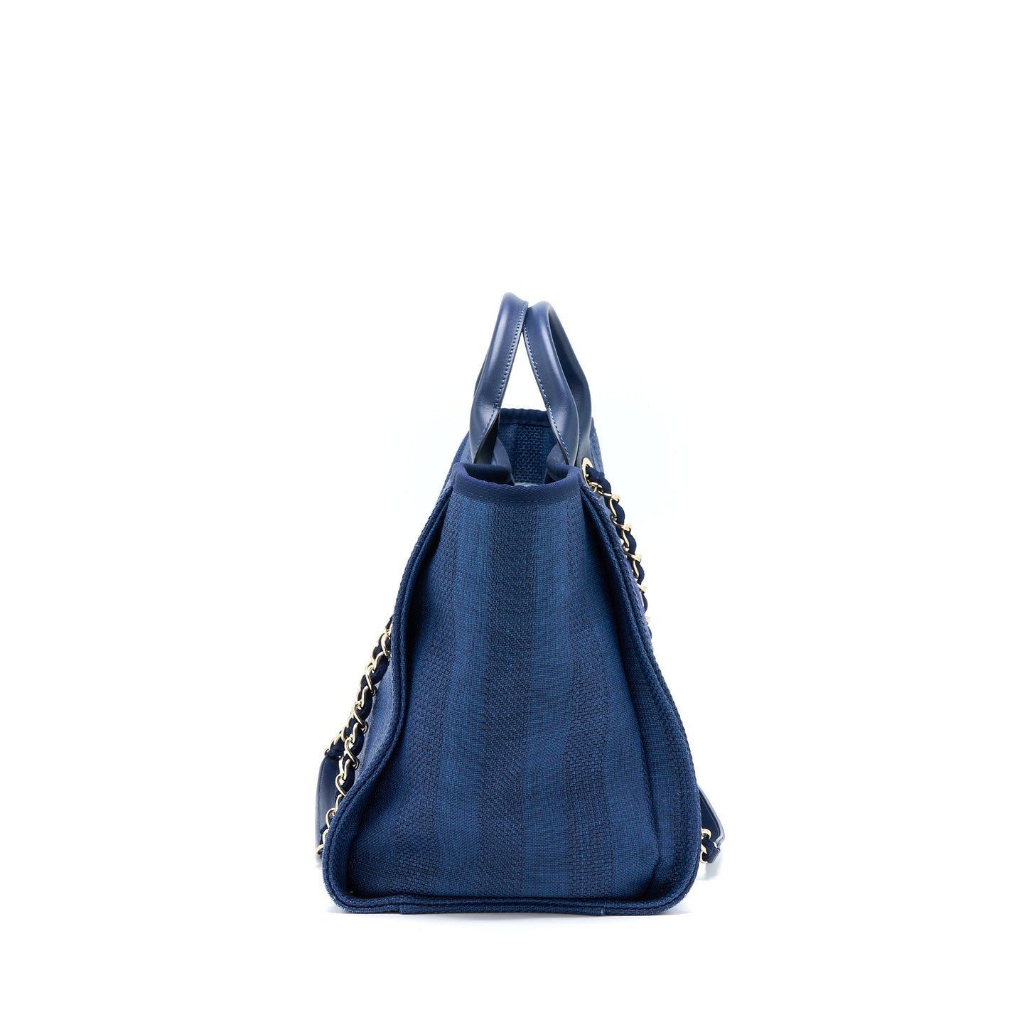 Chanel Deauville Tote Bag Canvas Dark Blue L