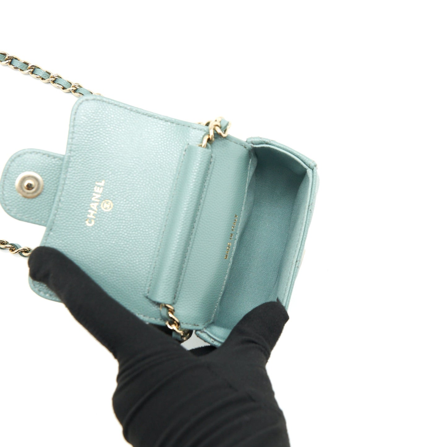 Chanel mini Flap Vanity with chain Caviar greyish green L