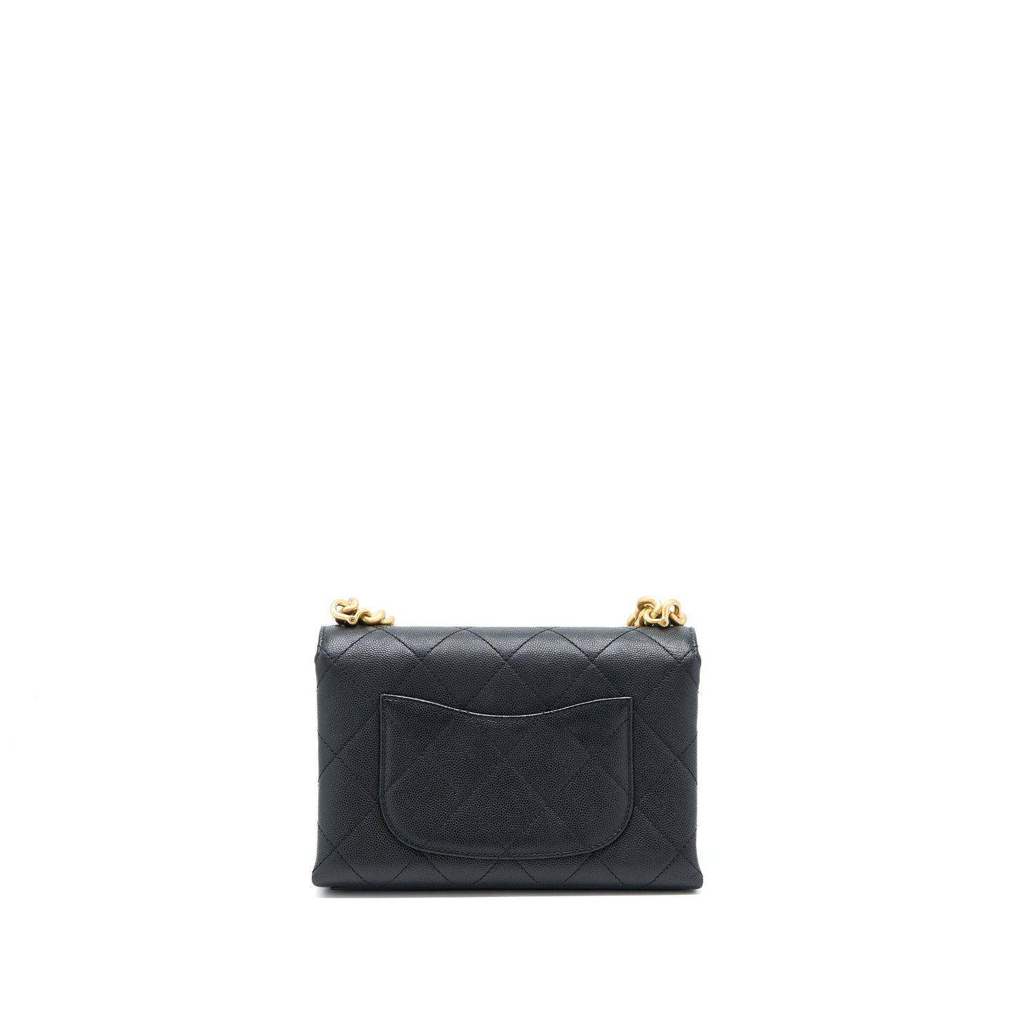 Chanel Detail Chain Flap Bag Grained Calfskin Black  (Microchip)