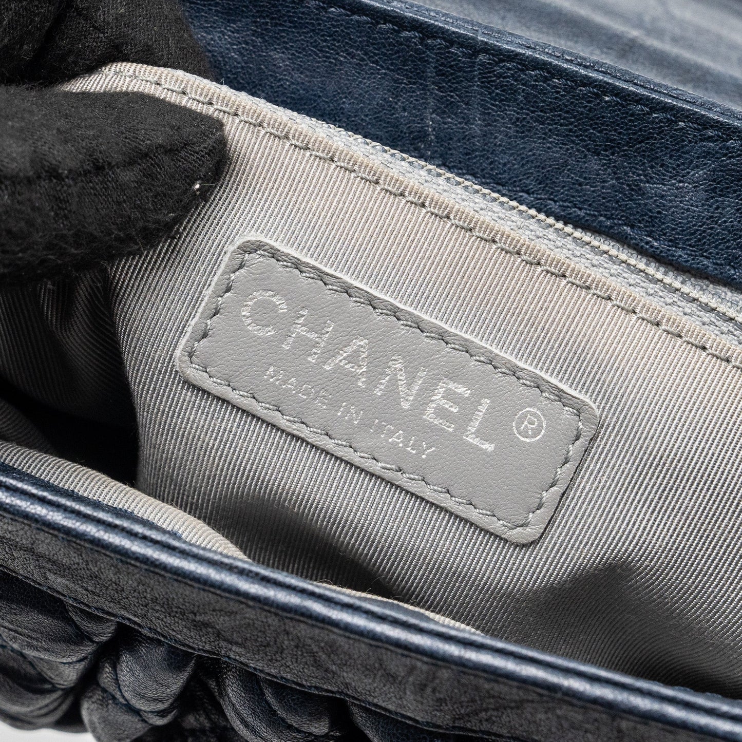 Chanel Mini Round Flap Bag With Chain Aged Calfskin Navy