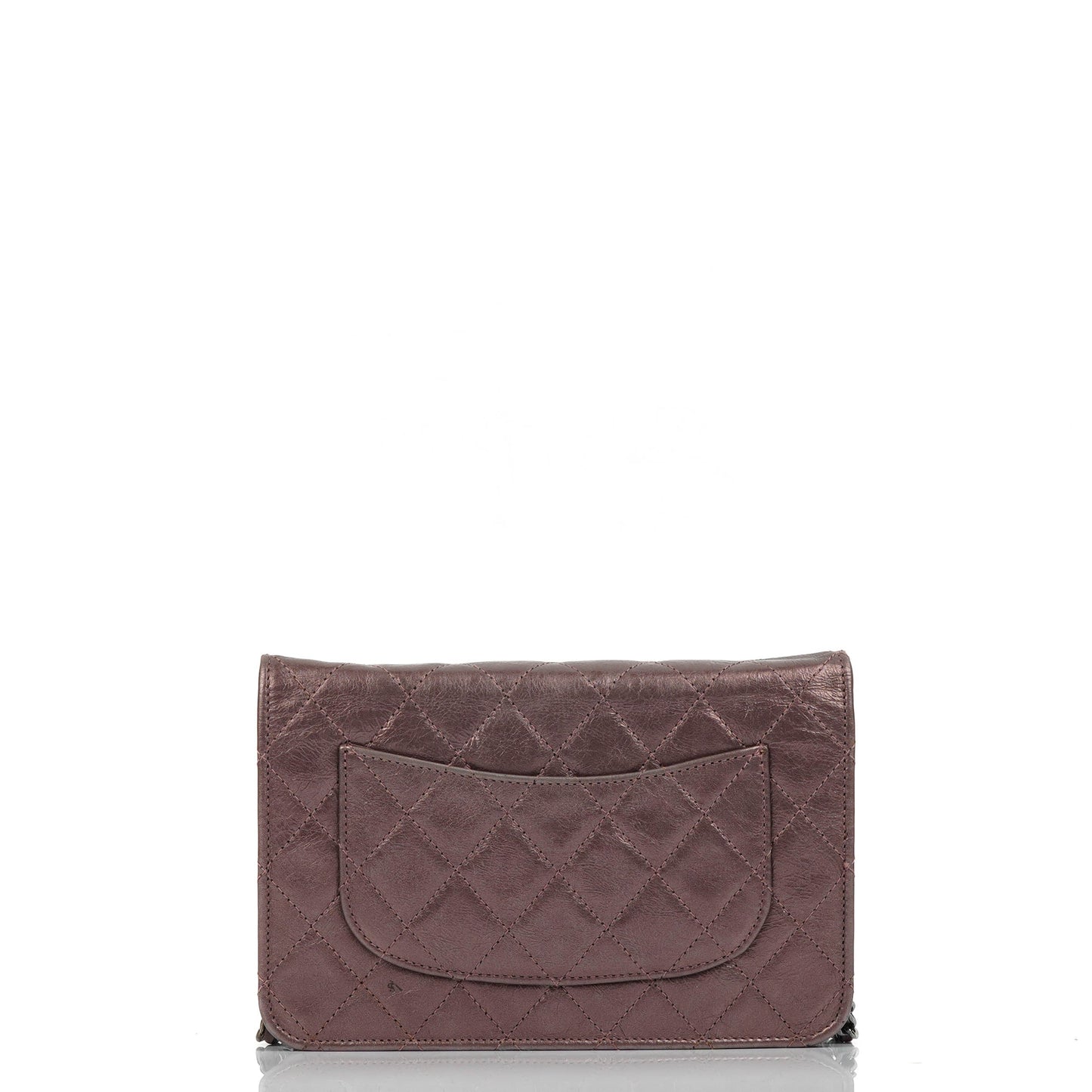 Chanel 2.55 Reissue Wallet on Chain WOC in Purple Quilted Aged Metallic Calfskin