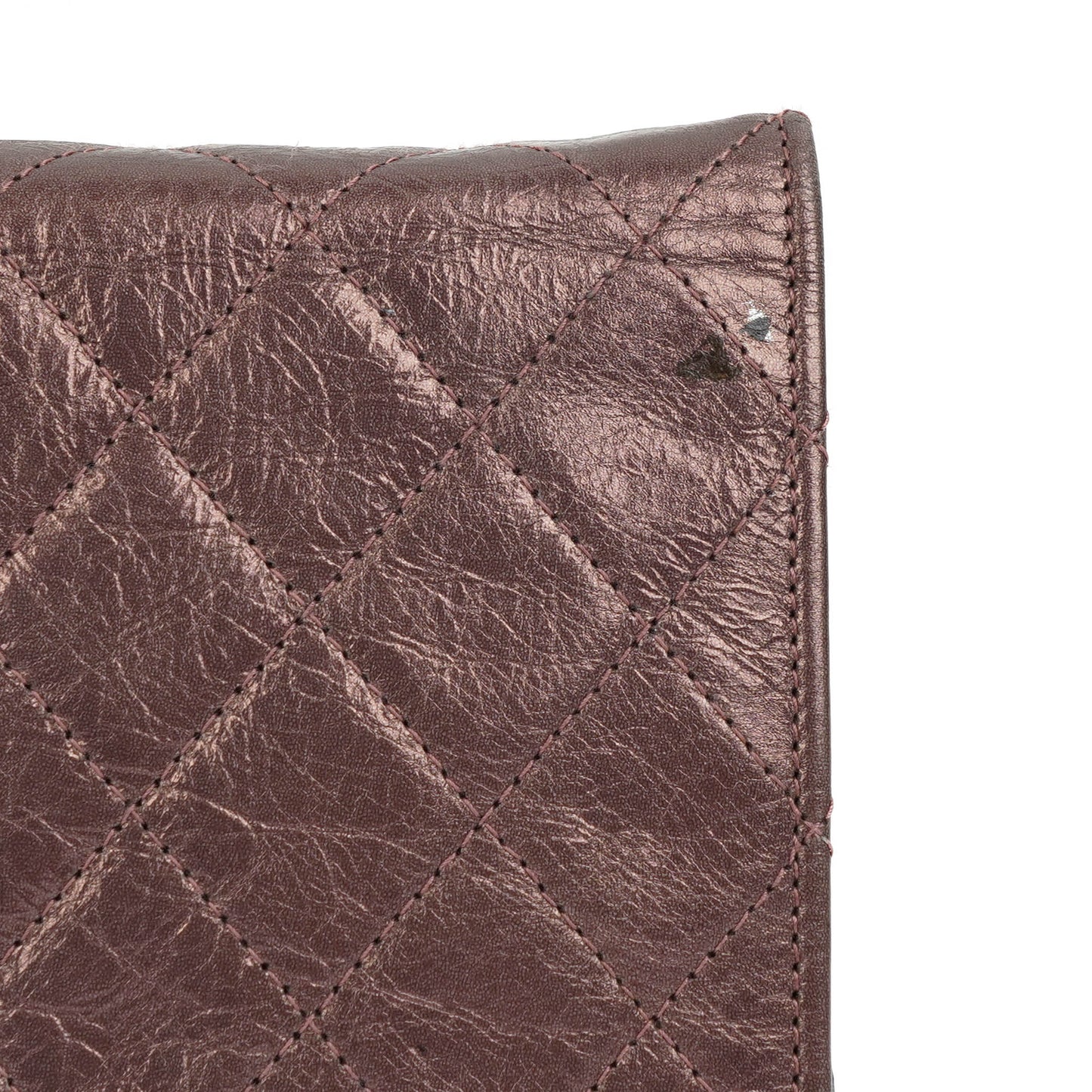 Chanel 2.55 Reissue Wallet on Chain WOC in Purple Quilted Aged Metallic Calfskin