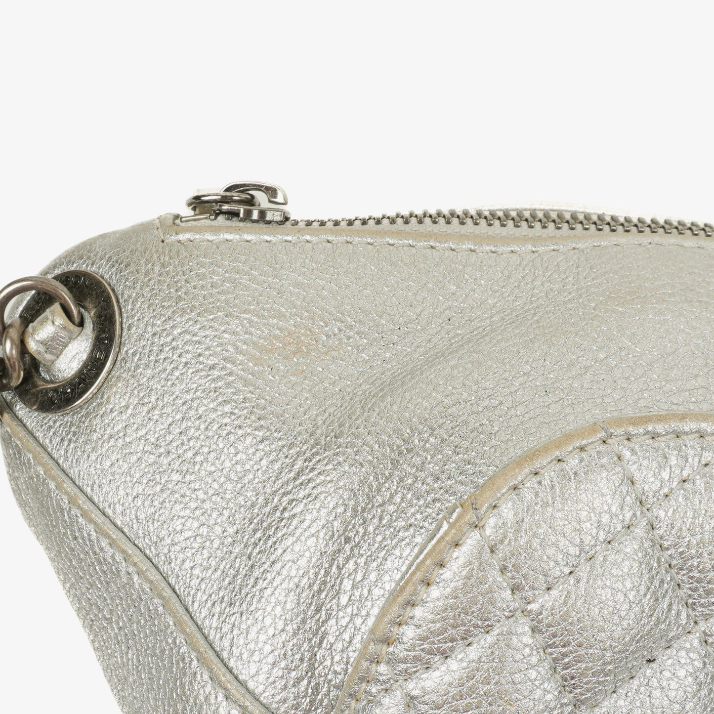Chanel Silver Metallic Grained Calfskin Casual Rock Waist Bag