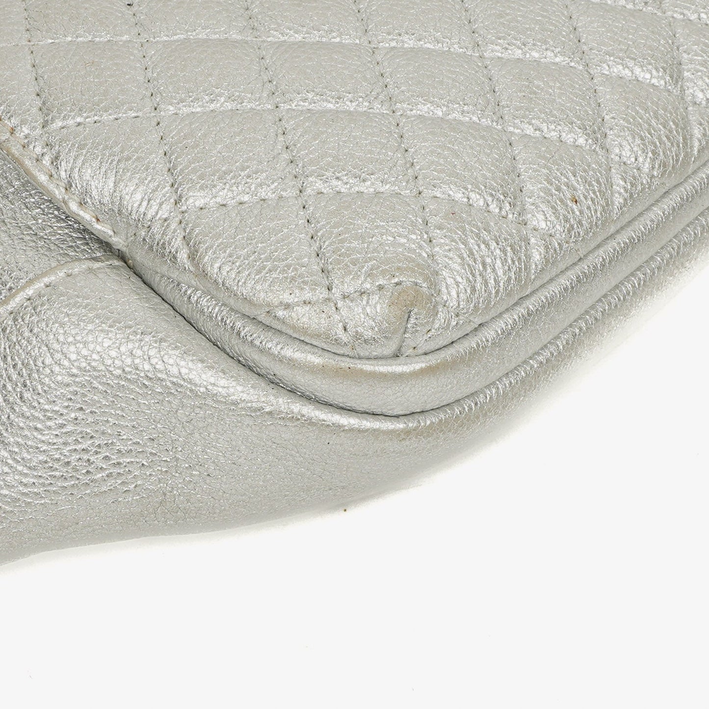 Chanel Silver Metallic Grained Calfskin Casual Rock Waist Bag
