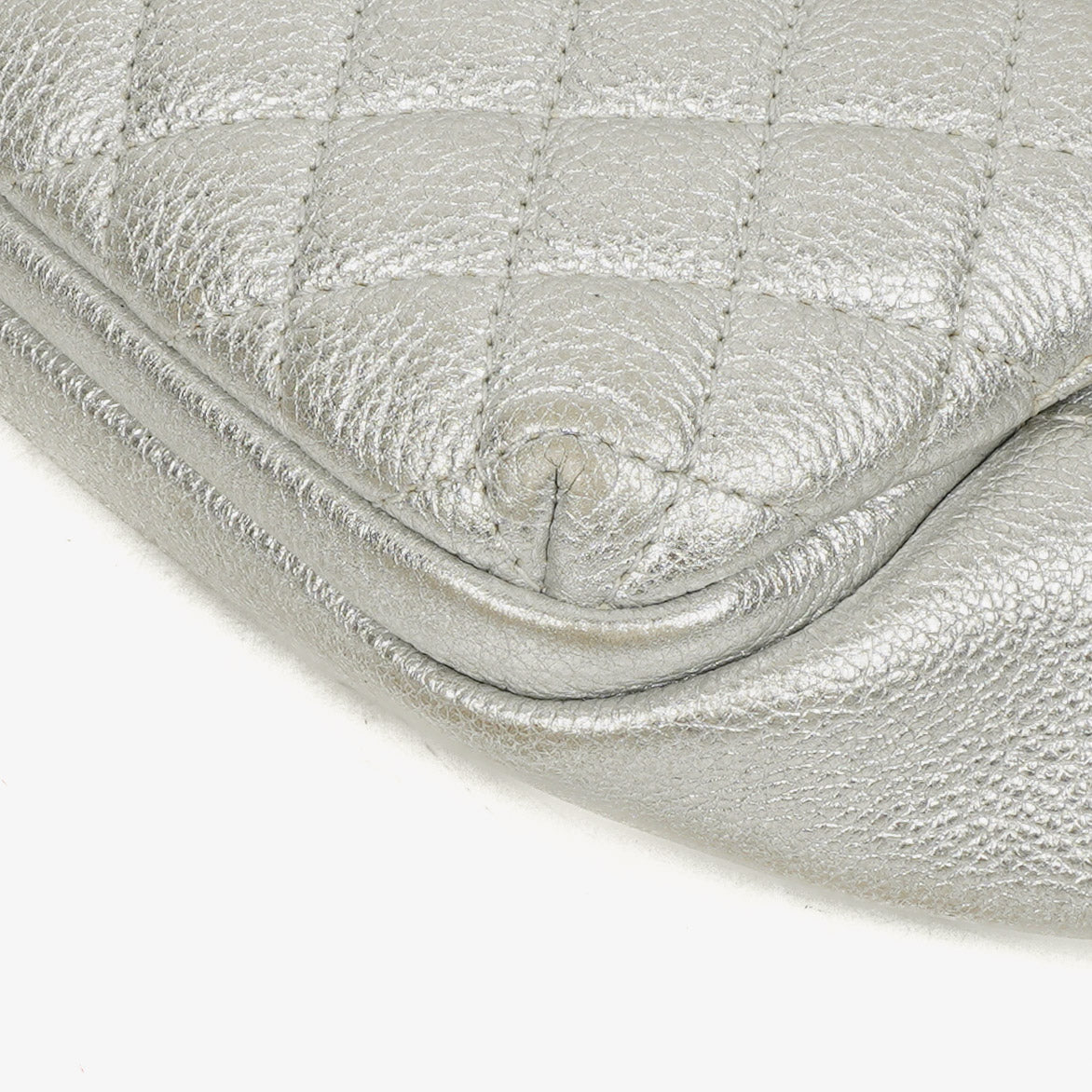Chanel Silver Metallic Grained Calfskin Casual Rock Waist Bag