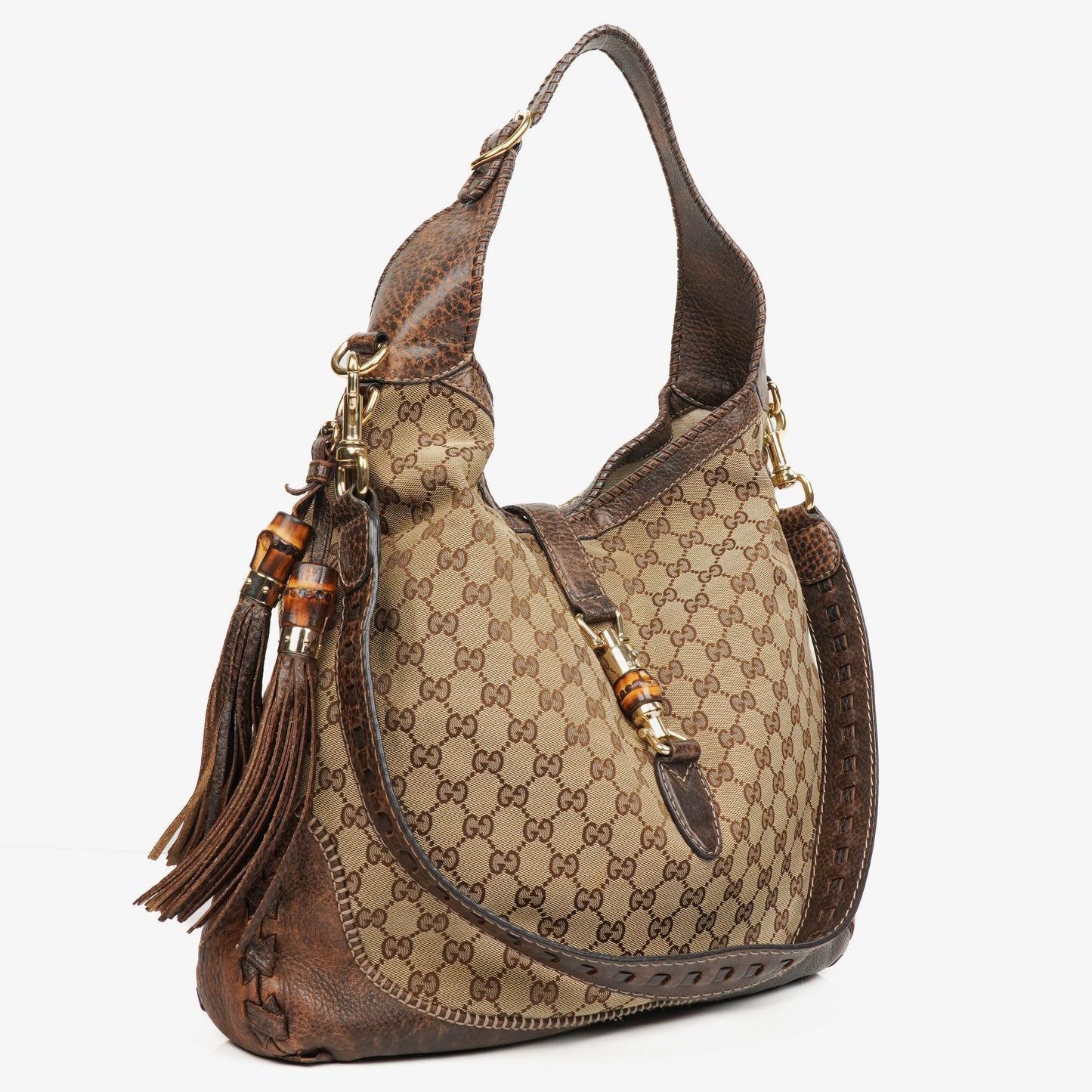Gucci Brown GG Canvas New Jackie Hobo Bag