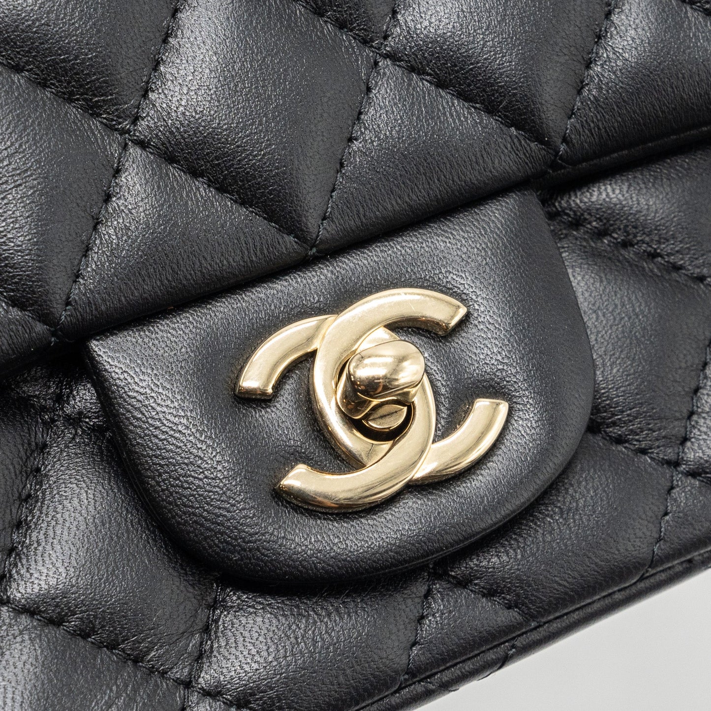 Chanel Mini Square Flap Bag Lambskin Black  (Microchip)