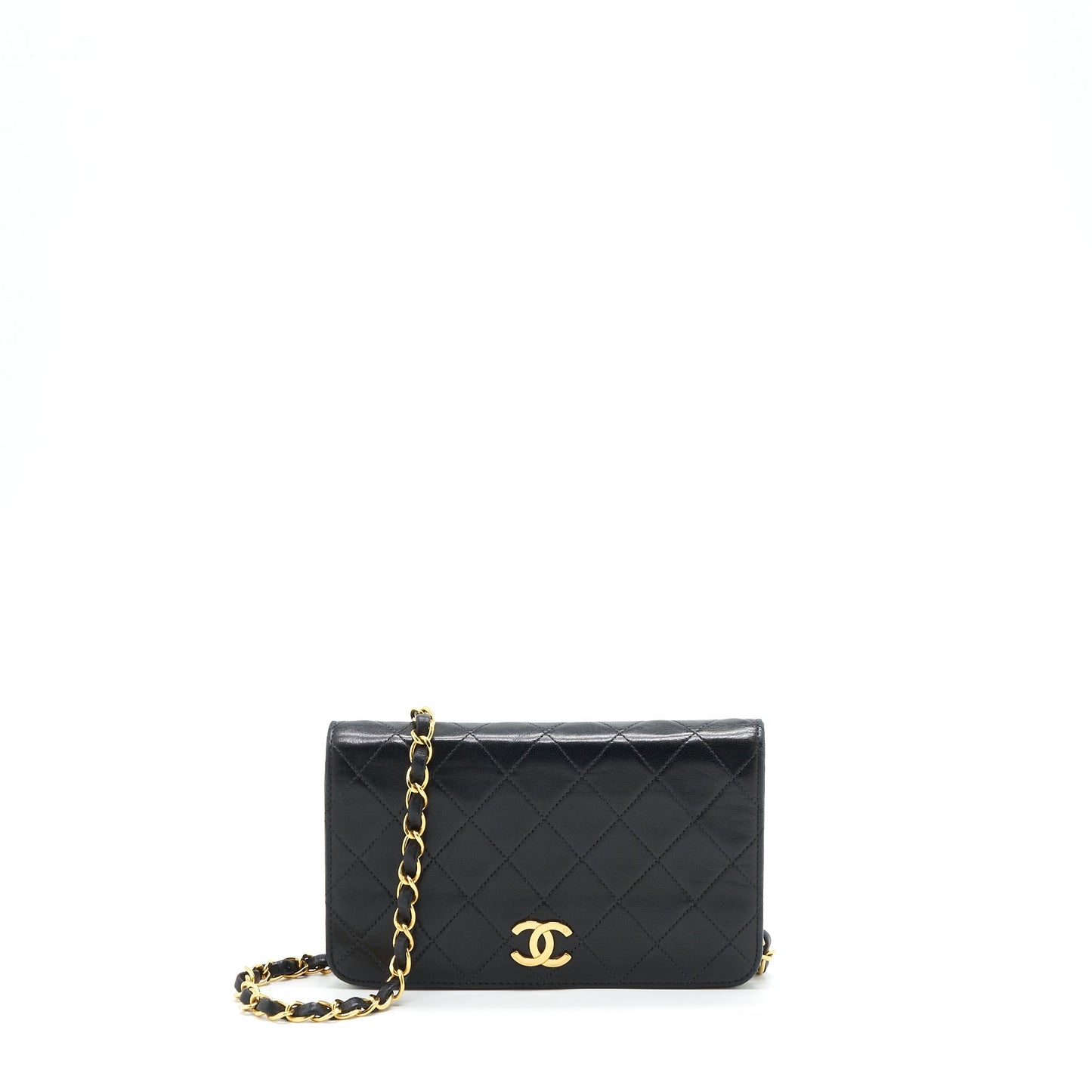 Chanel  Quilted Flap Chain Wallet Black