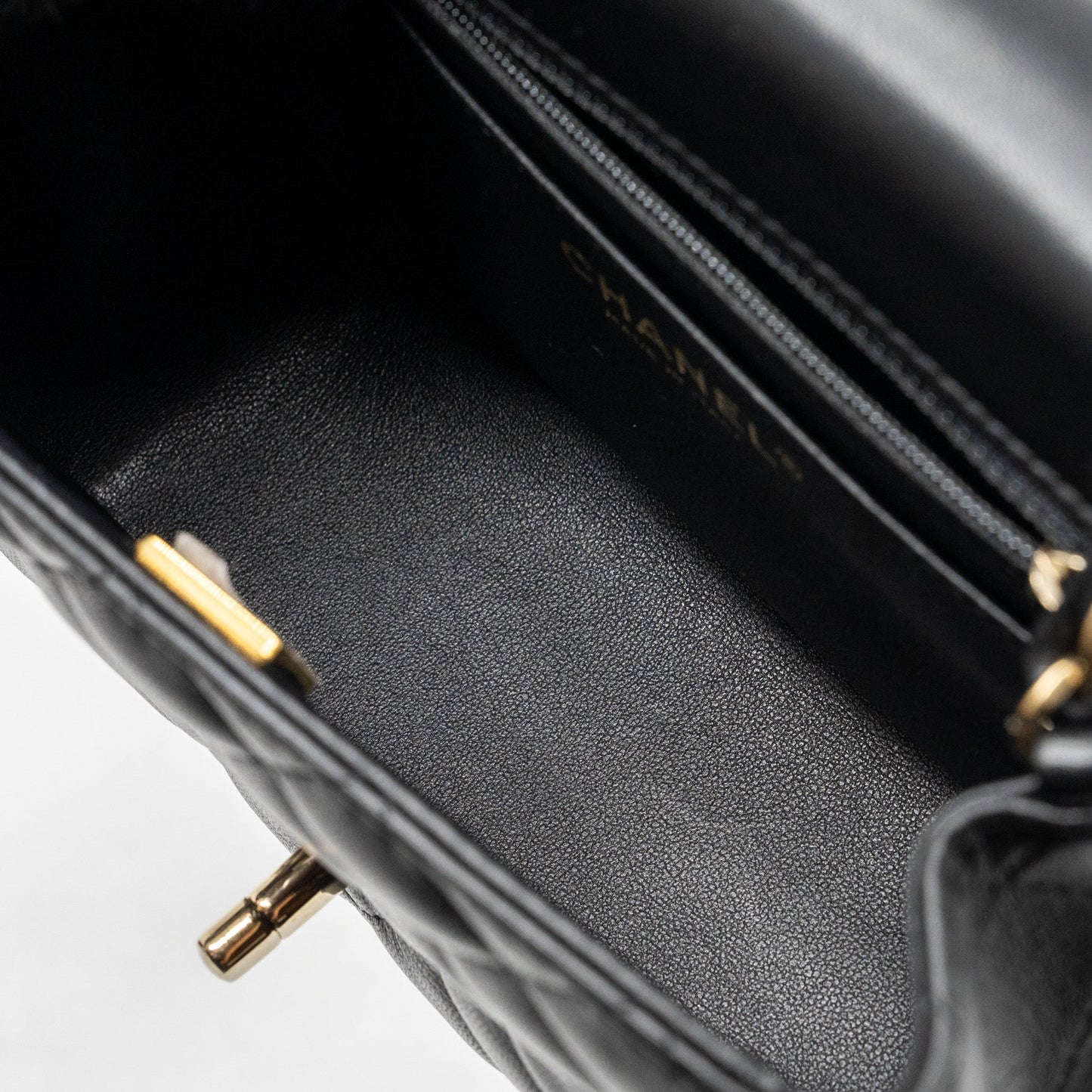 Chanel Mini Square Flap Bag Lambskin Black  (Microchip)