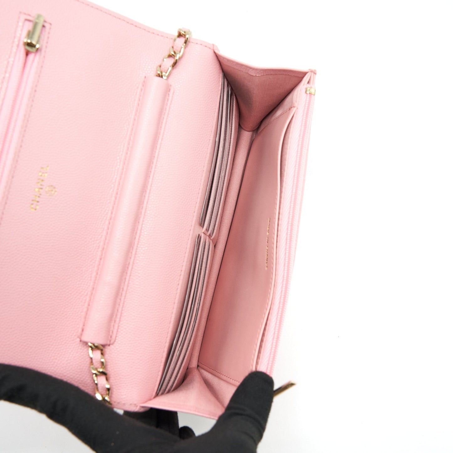 Chanel 22C Classic Wallet On Chain Caviar Pink L