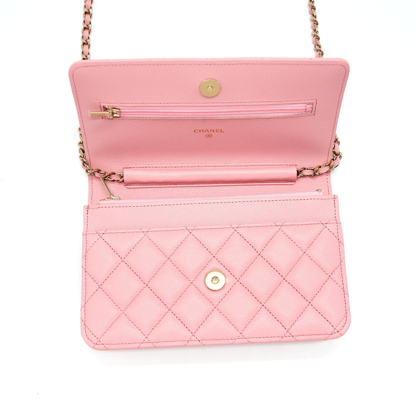 Chanel 22C Classic Wallet On Chain Caviar Pink L