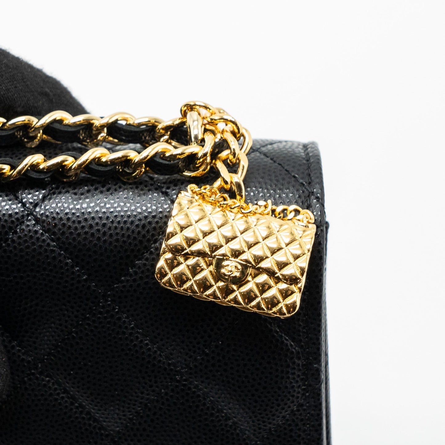 Chanel 23s Wallet On Chain with bag Charm Caviar Black (Microchip)