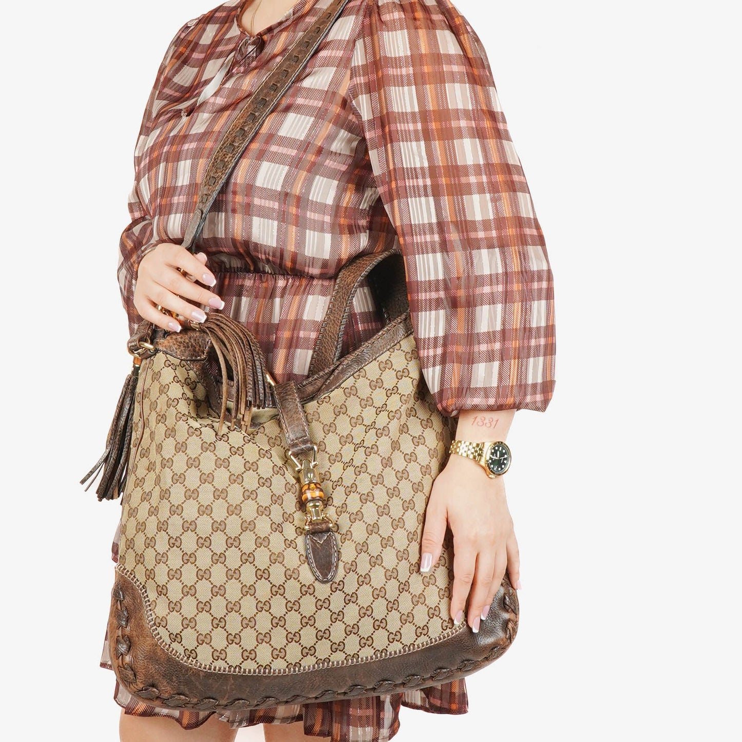 Gucci Brown GG Canvas New Jackie Hobo Bag
