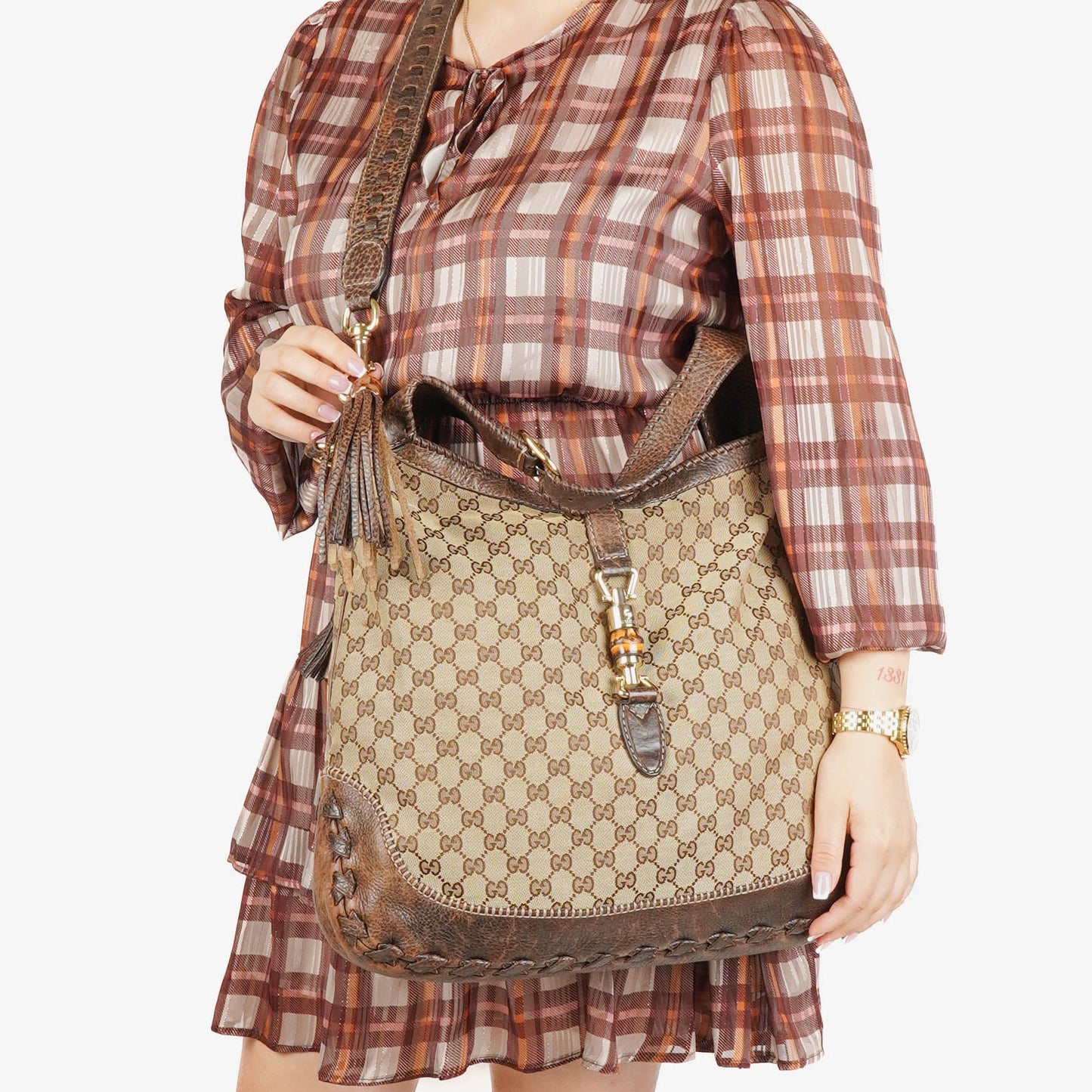 Gucci Brown GG Canvas New Jackie Hobo Bag