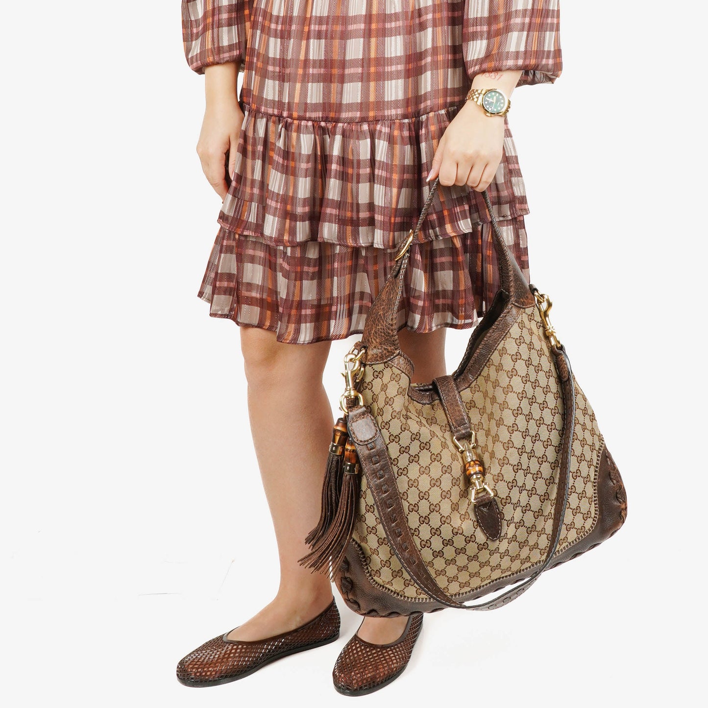 Gucci Brown GG Canvas New Jackie Hobo Bag