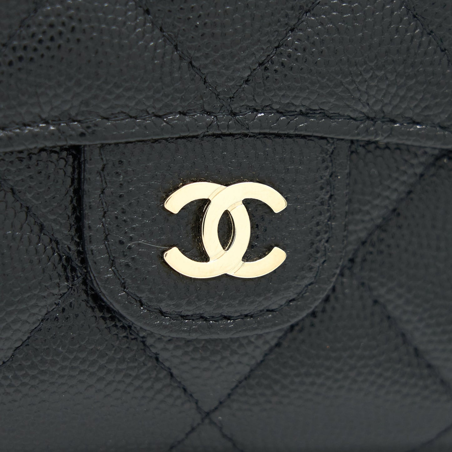 Chanel Classic Card Holder with Chain black L Serial 30
