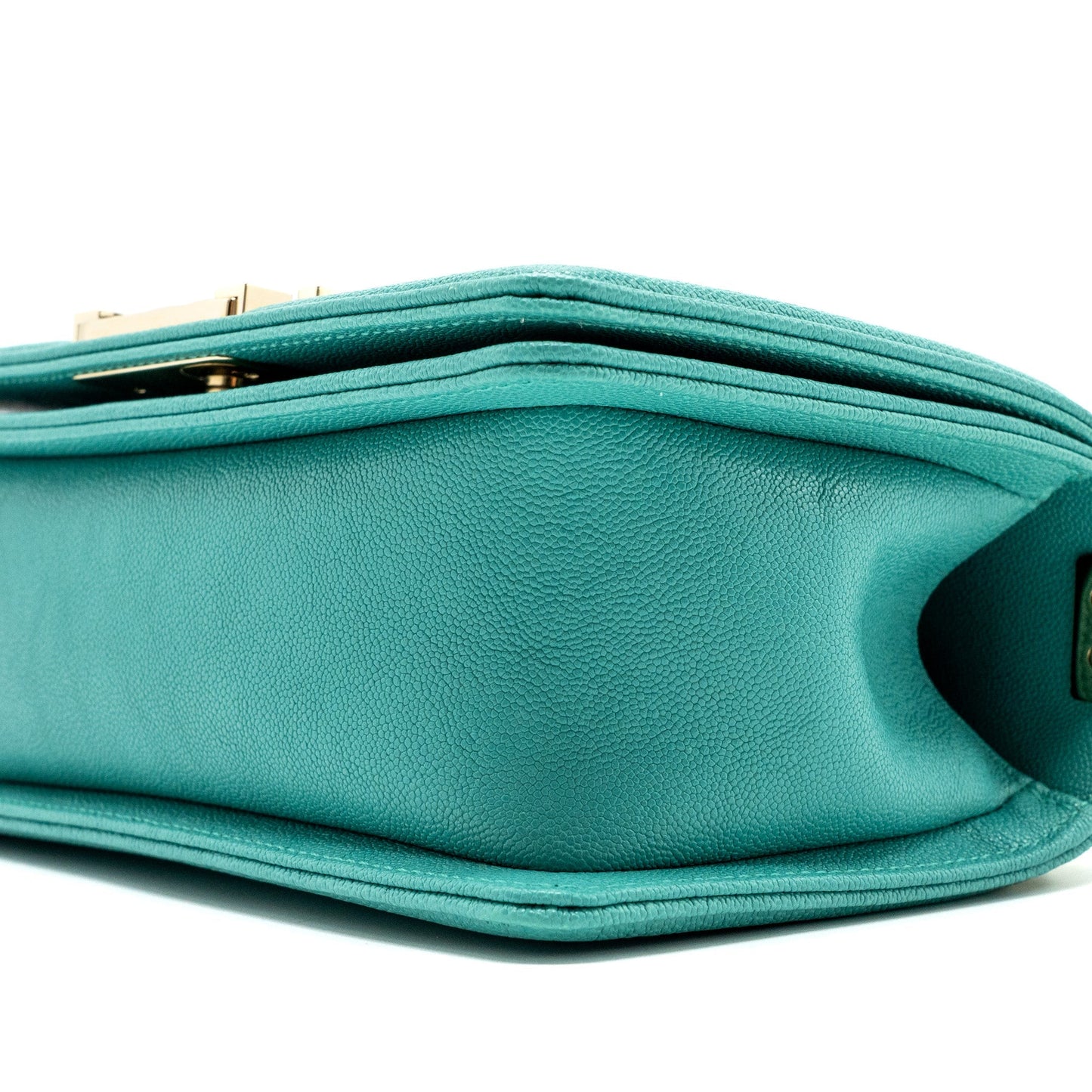 Chanel Chevron small boy bag caviar light green L