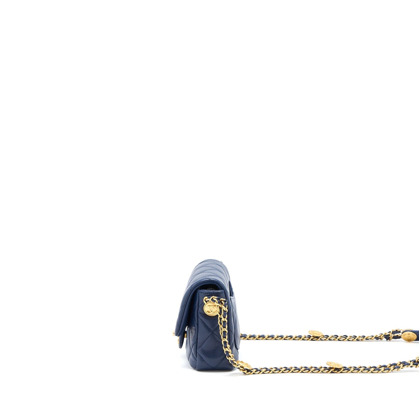 Chanel 22A Small Flap Bag Caviar Navy Brushed  (Microchip)