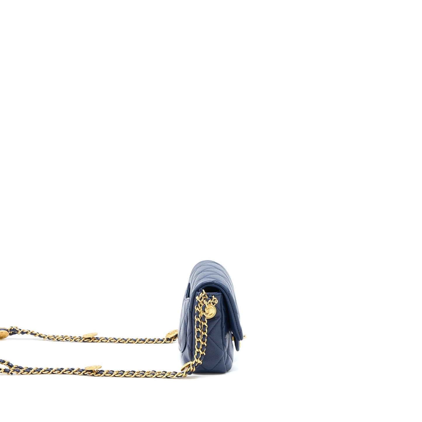 Chanel 22A Small Flap Bag Caviar Navy Brushed  (Microchip)